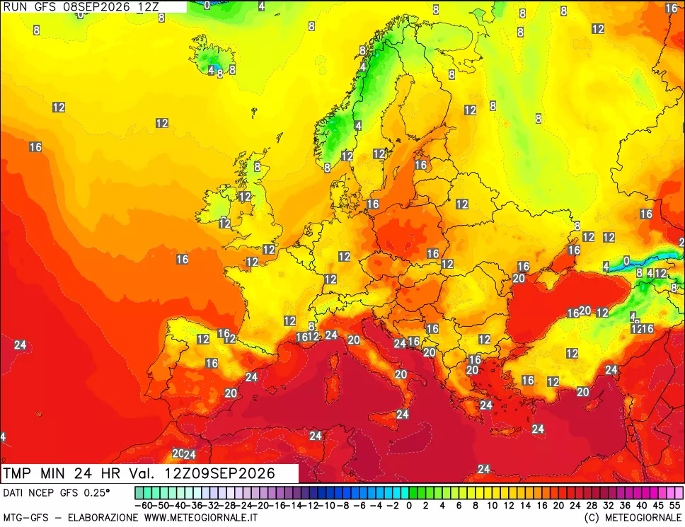 mappa Temperatura minima 24 ore