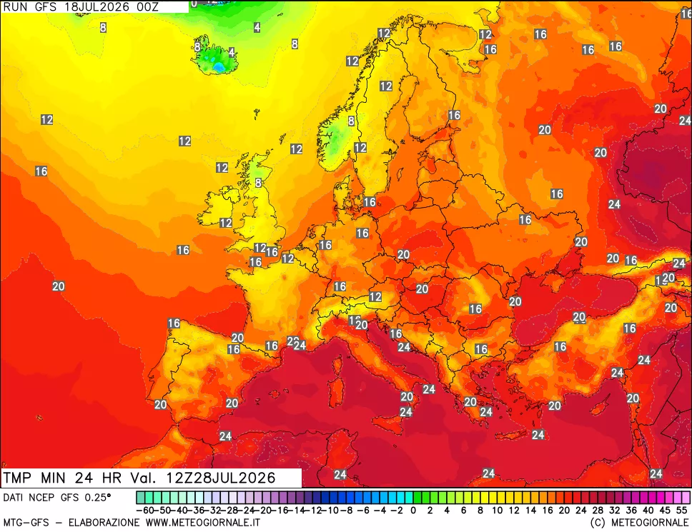 mappa Temperatura minima 24 ore