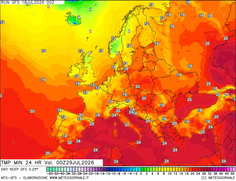 mappa Temperatura minima 24 ore