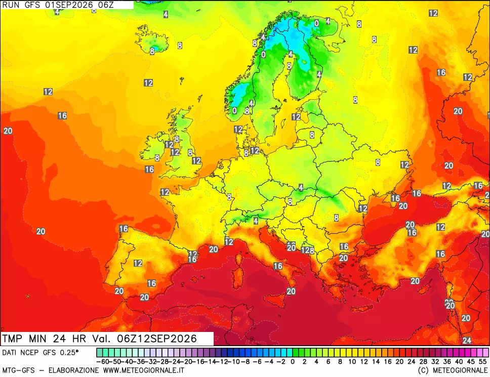 mappa Temperatura minima 24 ore