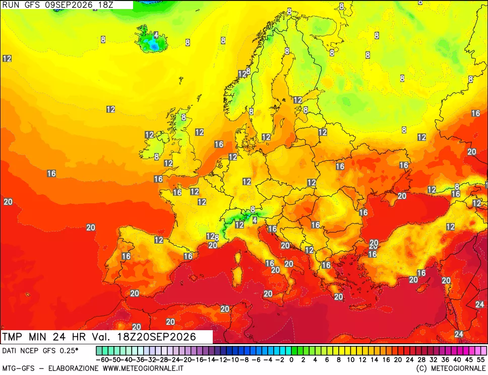mappa Temperatura minima 24 ore