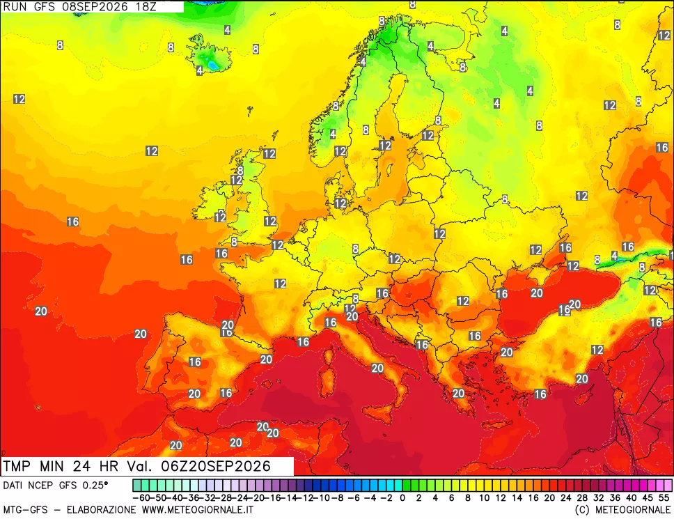 mappa Temperatura minima 24 ore