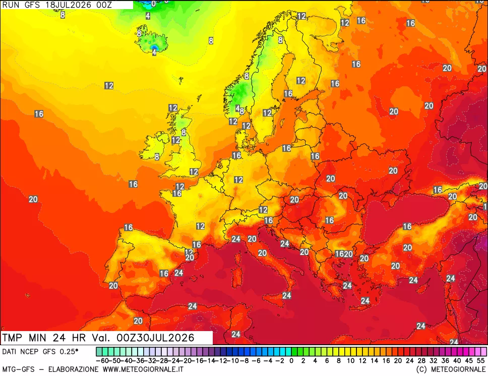 mappa Temperatura minima 24 ore
