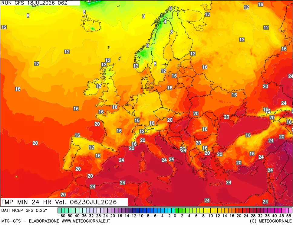 mappa Temperatura minima 24 ore