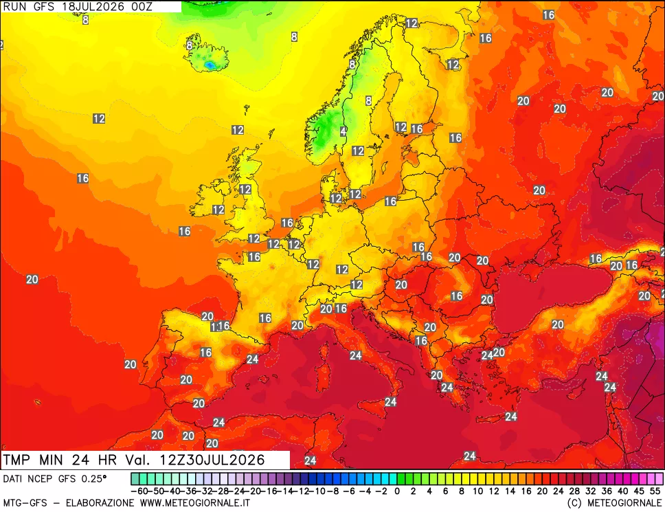 mappa Temperatura minima 24 ore
