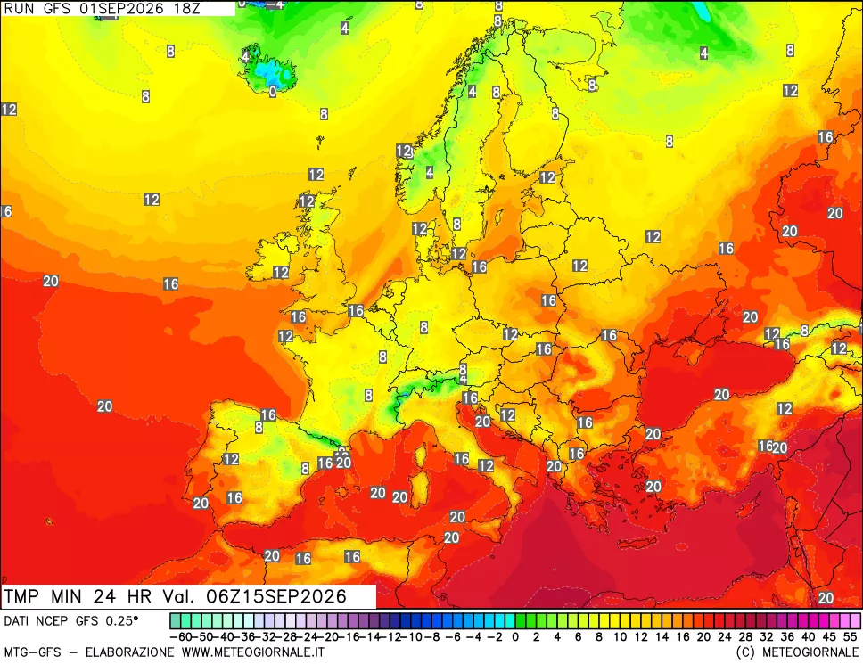 mappa Temperatura minima 24 ore
