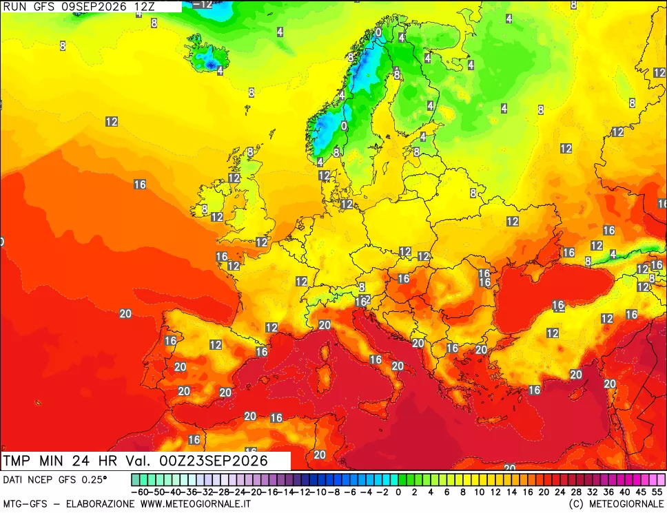 mappa Temperatura minima 24 ore
