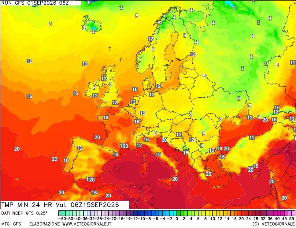 mappa Temperatura minima 24 ore