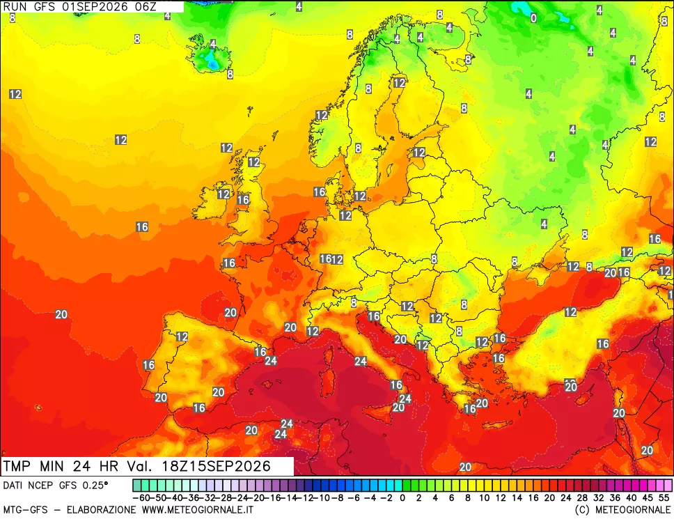 mappa Temperatura minima 24 ore