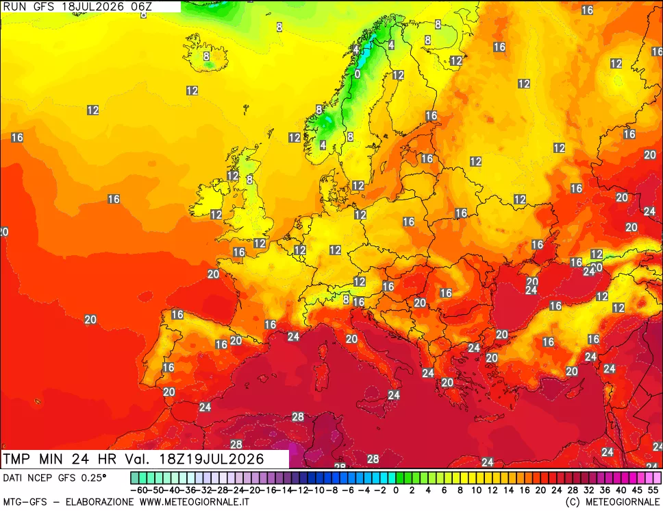 mappa Temperatura minima 24 ore