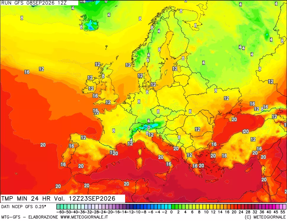 mappa Temperatura minima 24 ore