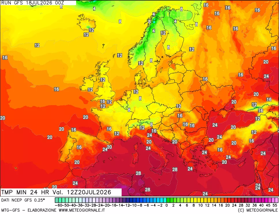 mappa Temperatura minima 24 ore