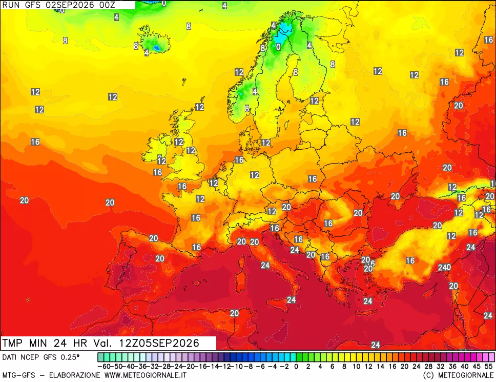 mappa Temperatura minima 24 ore
