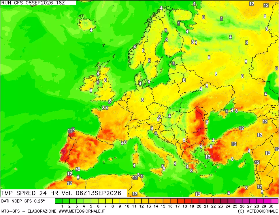 mappa Dif. TMax-TMin 24 ore