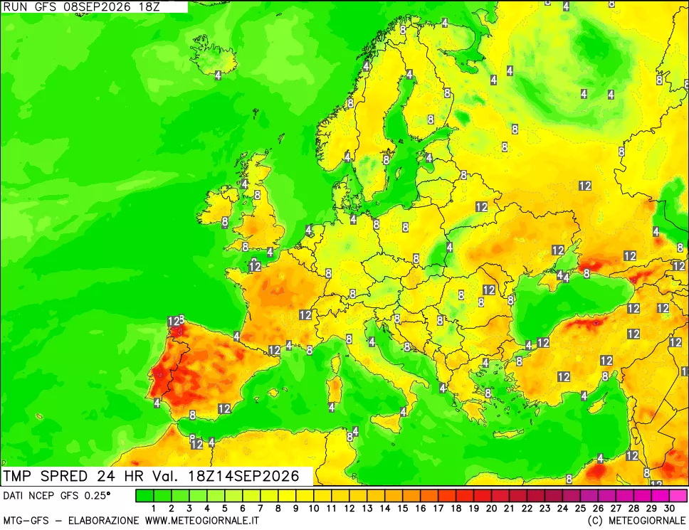 mappa Dif. TMax-TMin 24 ore
