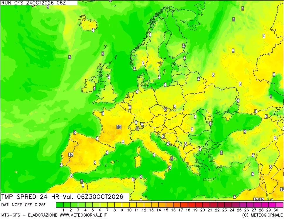 mappa Differenza TMax-TMin 24 ore
