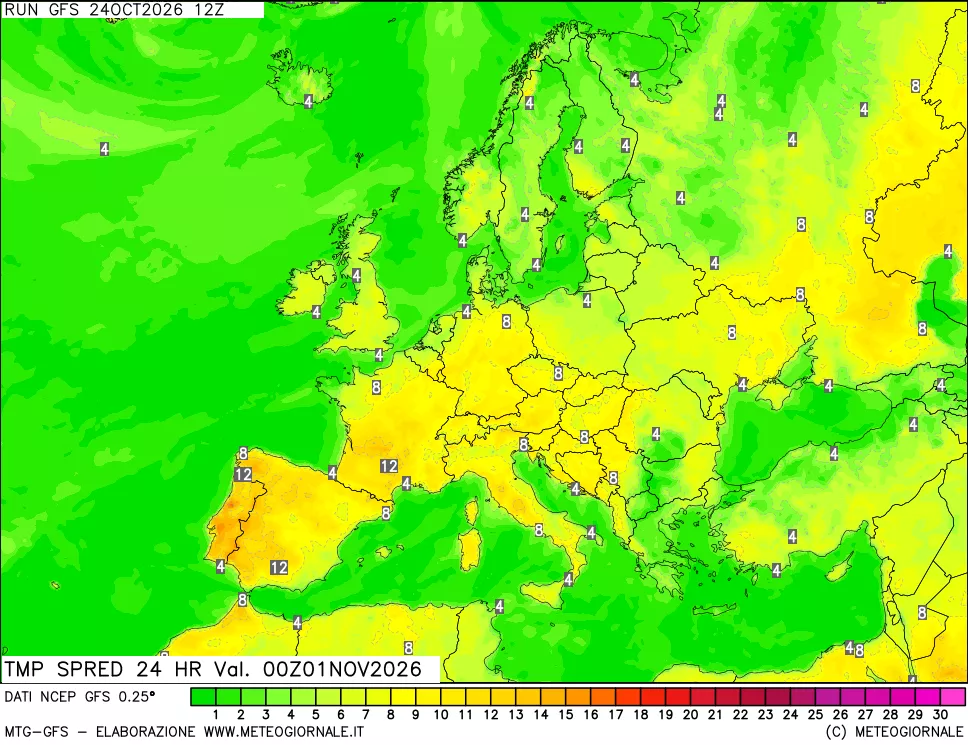 mappa Differenza TMax-TMin 24 ore