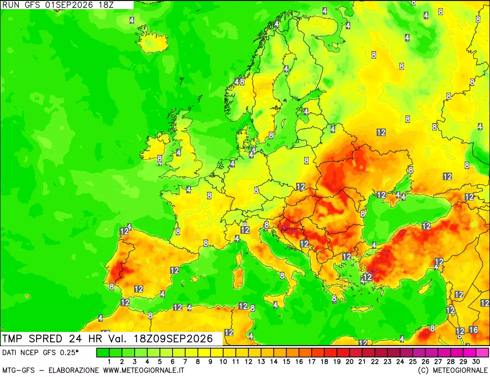 mappa Dif. TMax-TMin 24 ore