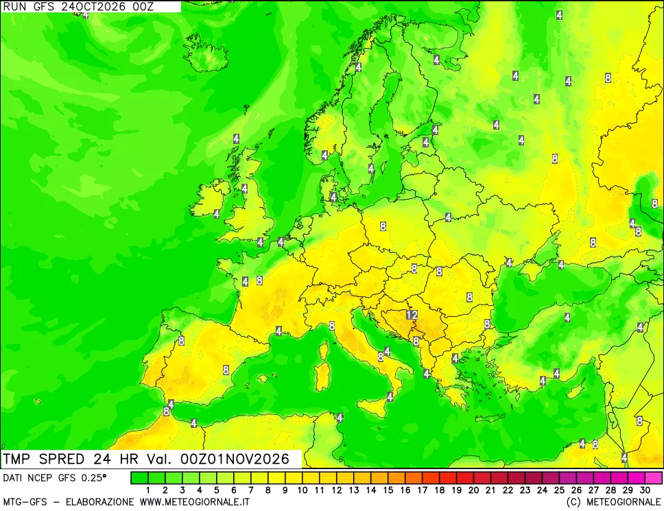mappa Differenza TMax-TMin 24 ore