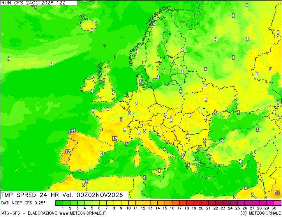 mappa Differenza TMax-TMin 24 ore
