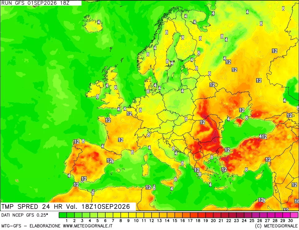 mappa Dif. TMax-TMin 24 ore