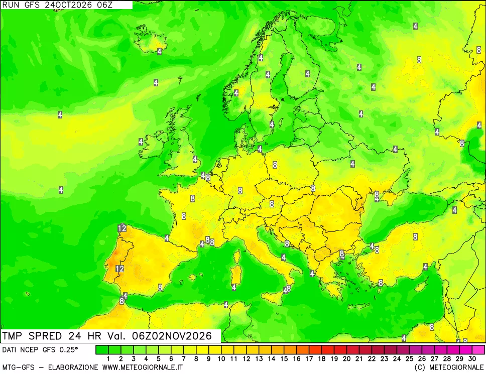 mappa Differenza TMax-TMin 24 ore