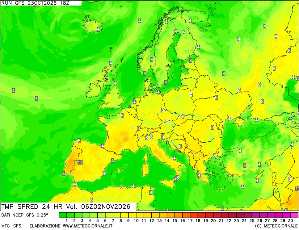 mappa Differenza TMax-TMin 24 ore