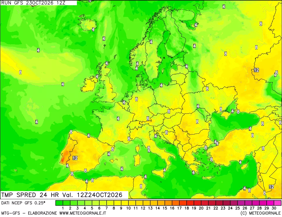 mappa Dif. TMax-TMin 24 ore