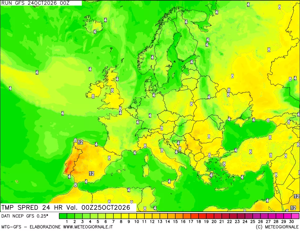 mappa Dif. TMax-TMin 24 ore