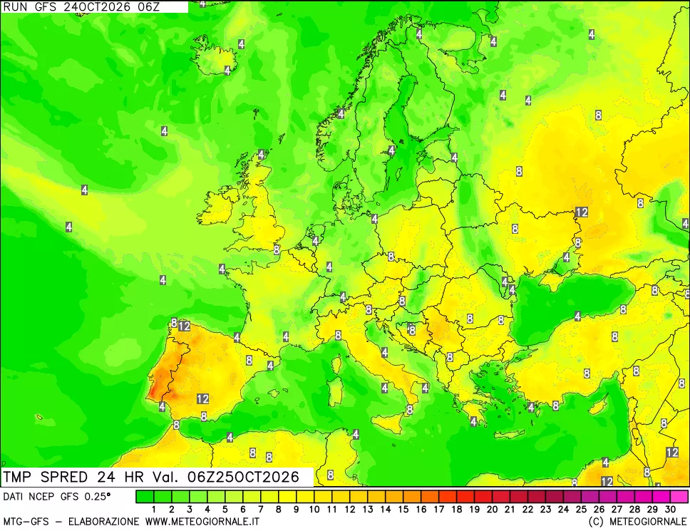mappa Dif. TMax-TMin 24 ore