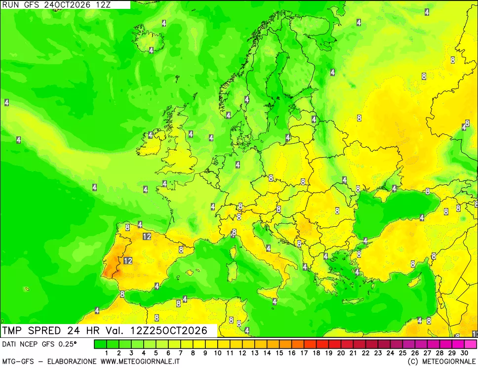 mappa Dif. TMax-TMin 24 ore
