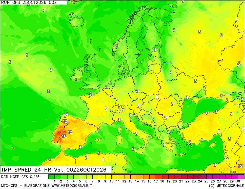 mappa Dif. TMax-TMin 24 ore