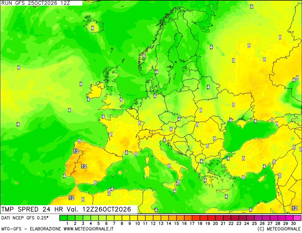 mappa Differenza TMax-TMin 24 ore
