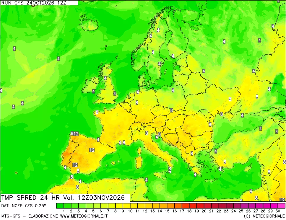 mappa Differenza TMax-TMin 24 ore