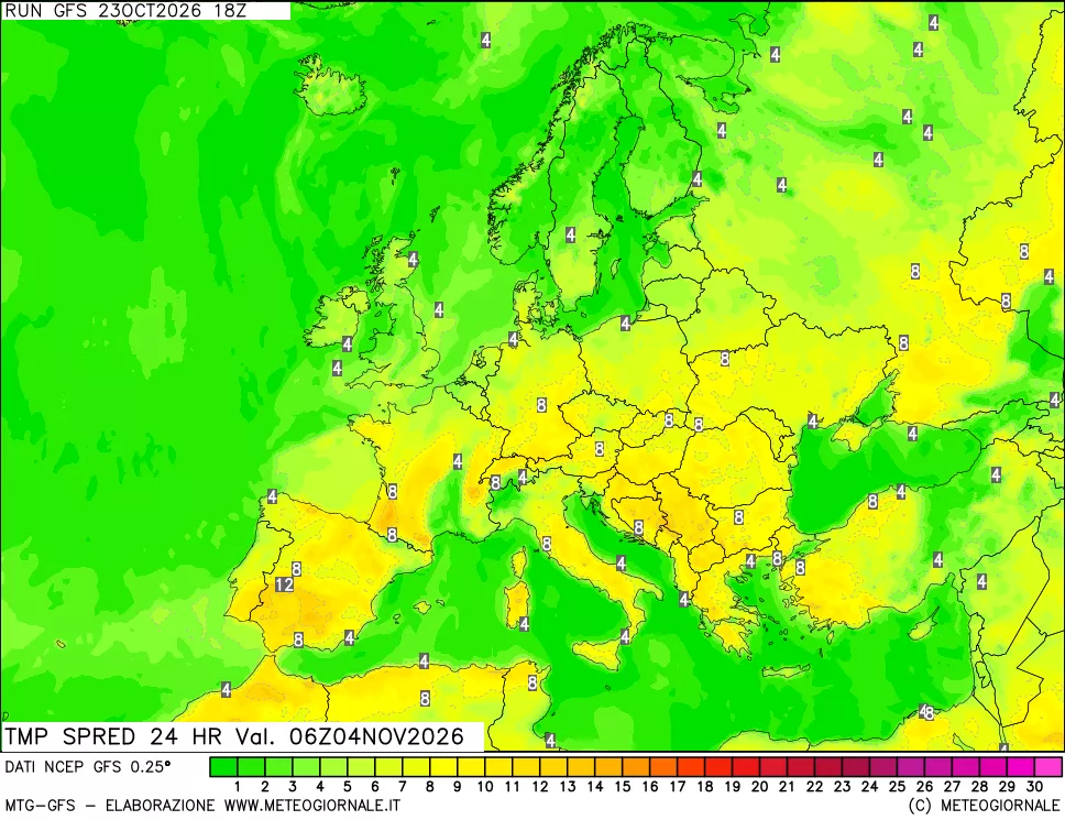 mappa Dif. TMax-TMin 24 ore