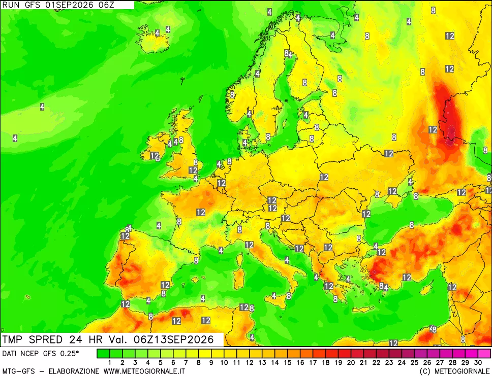 mappa Dif. TMax-TMin 24 ore