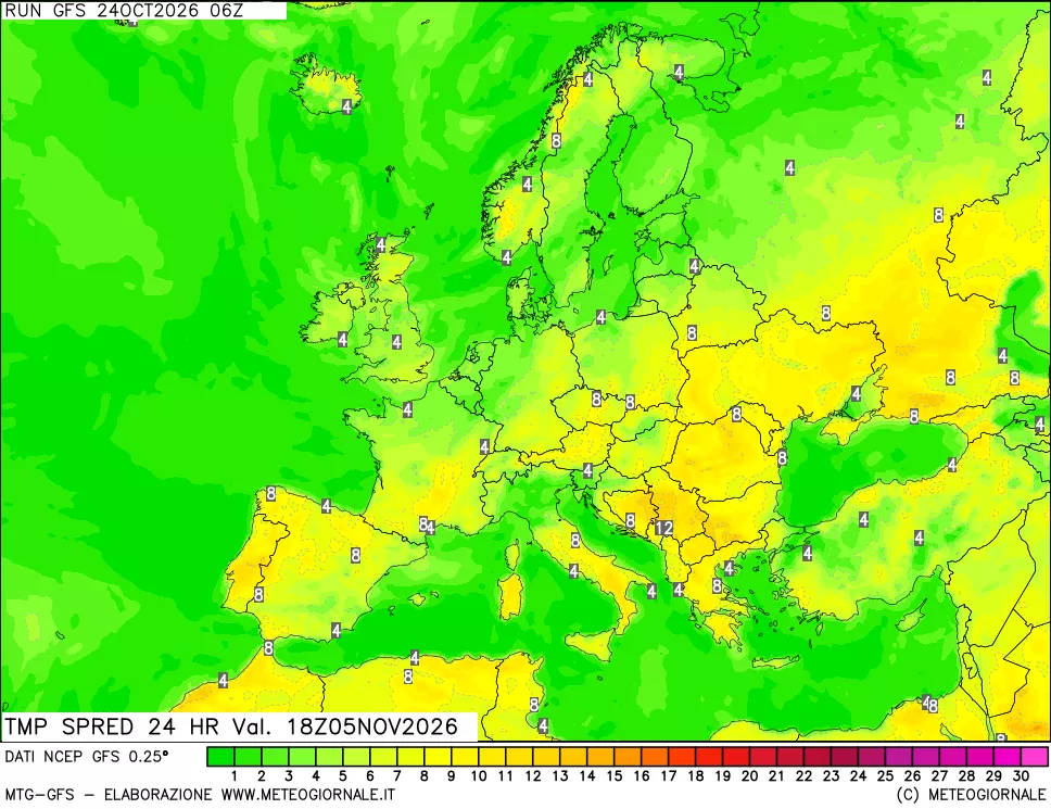 mappa Differenza TMax-TMin 24 ore