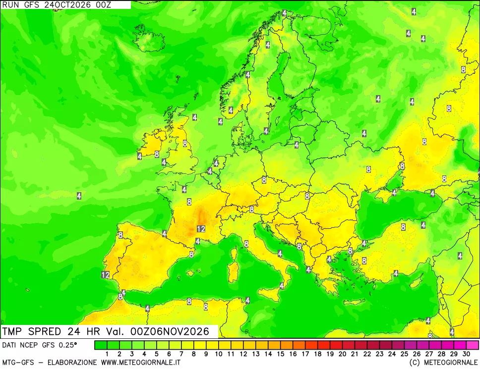 mappa Dif. TMax-TMin 24 ore