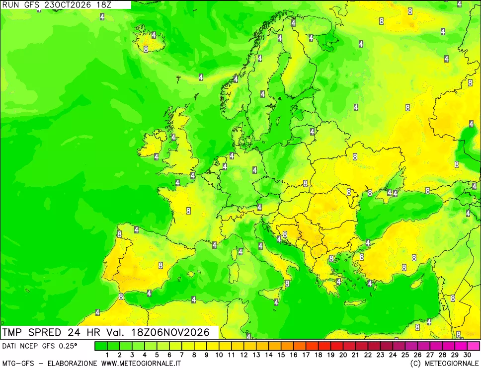 mappa Differenza TMax-TMin 24 ore