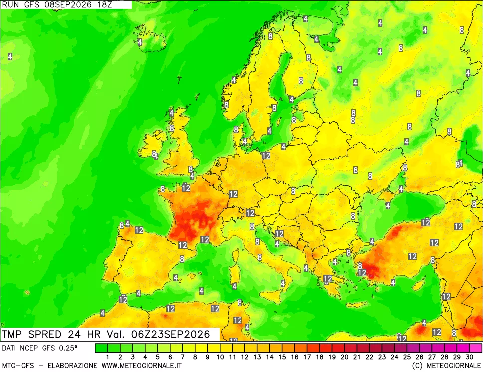 mappa Dif. TMax-TMin 24 ore