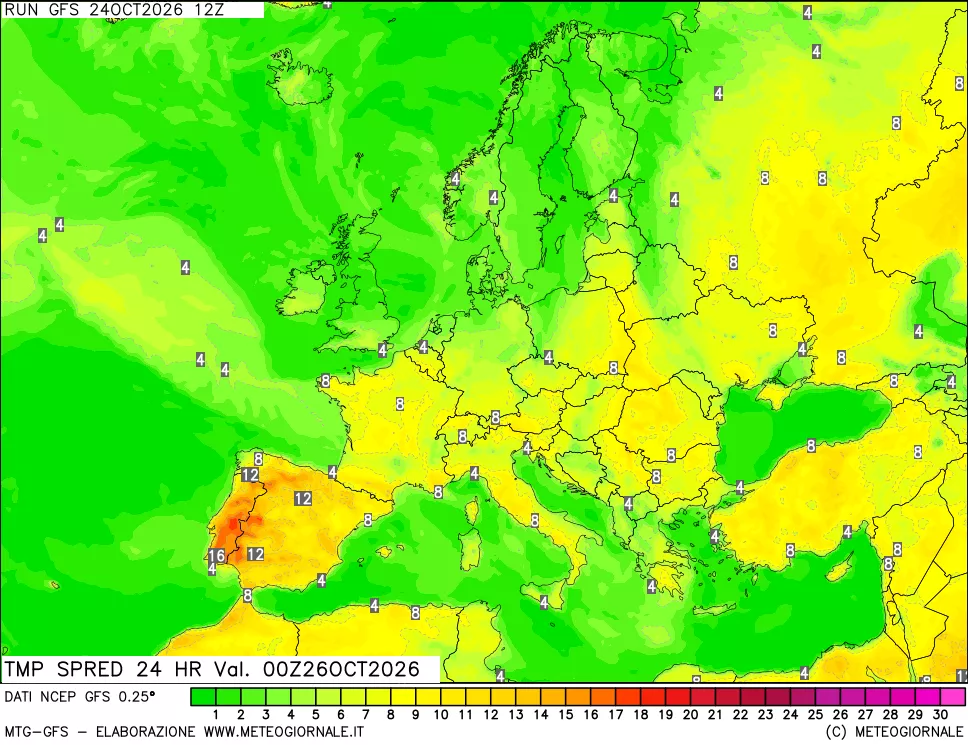 mappa Dif. TMax-TMin 24 ore