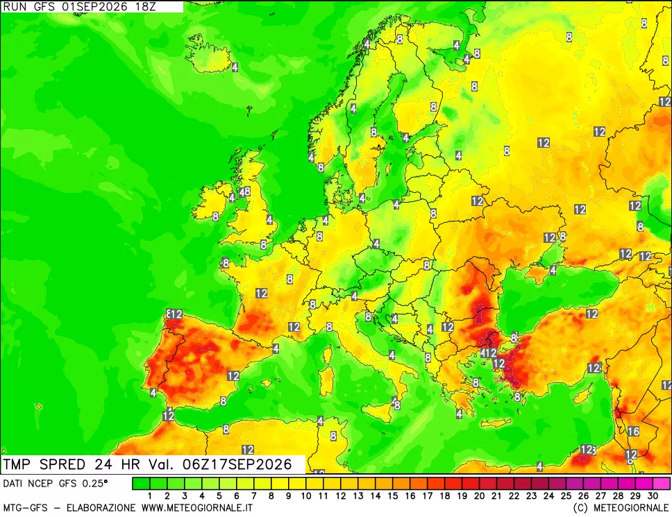 mappa Dif. TMax-TMin 24 ore
