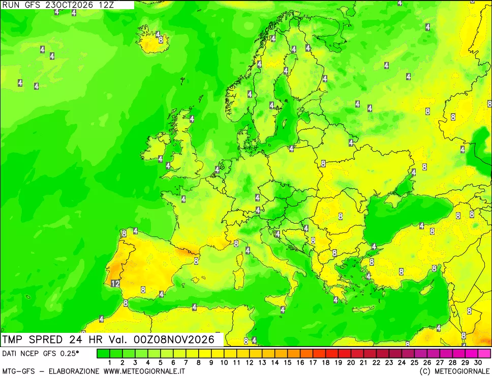 mappa Dif. TMax-TMin 24 ore