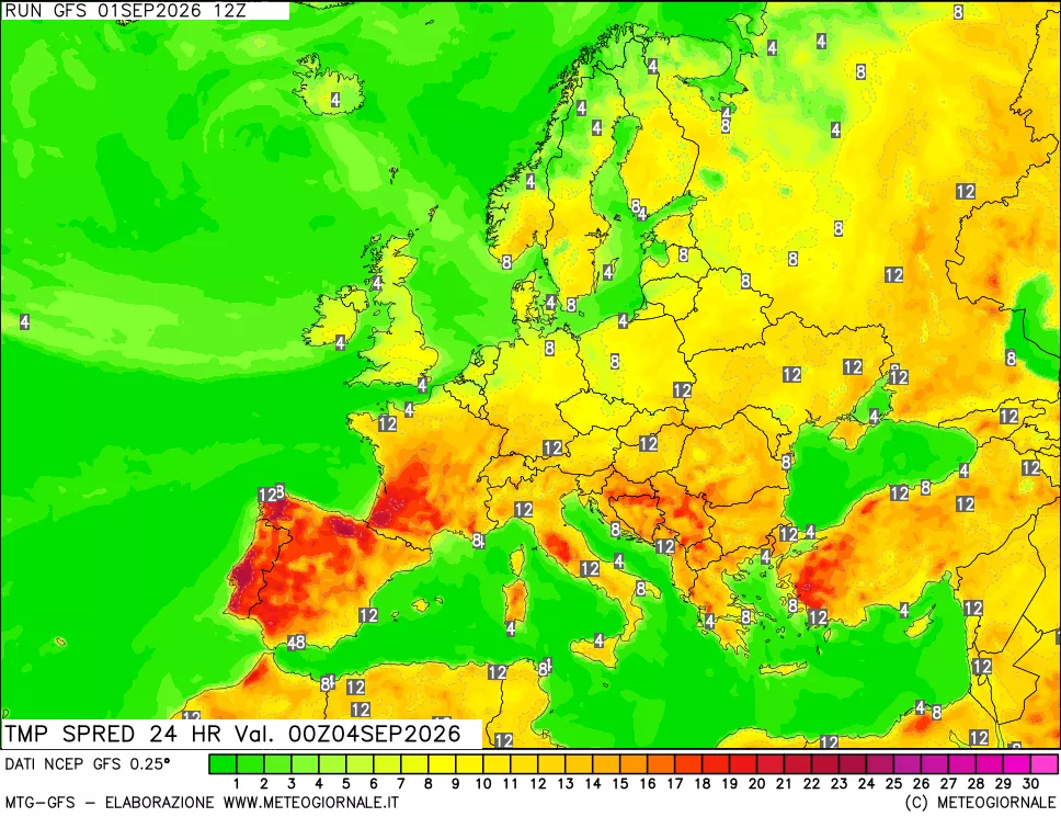 mappa Differenza TMax-TMin 24 ore