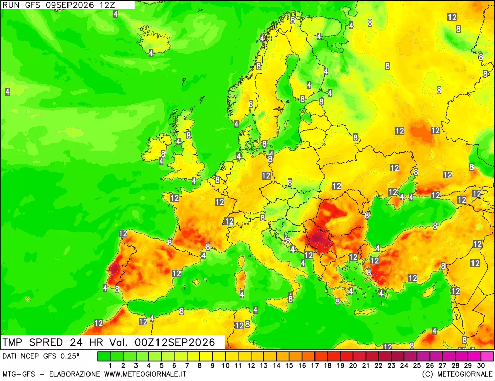 mappa Differenza TMax-TMin 24 ore