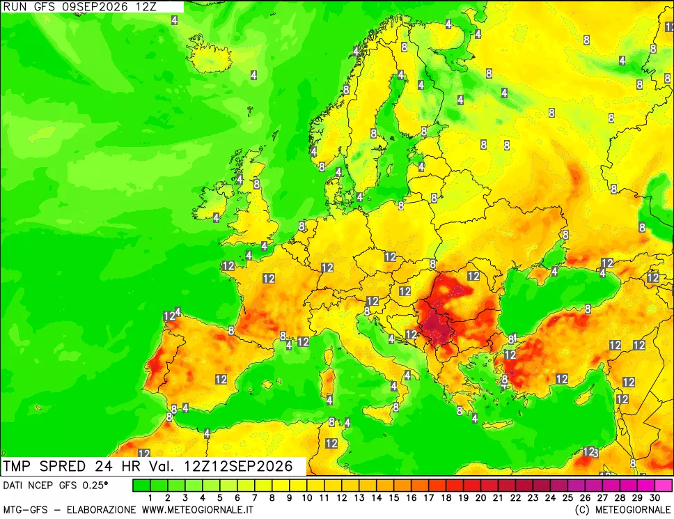 mappa Differenza TMax-TMin 24 ore