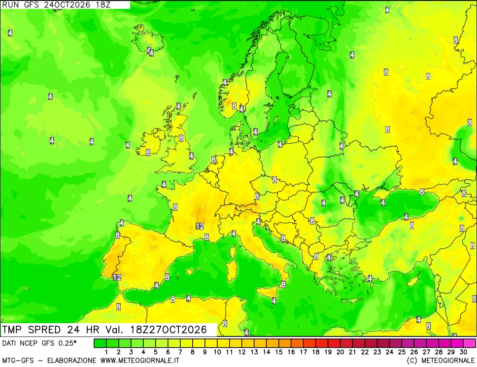 mappa Differenza TMax-TMin 24 ore