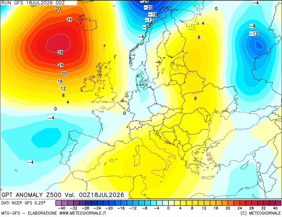 mappa 500 hPa GPT Anomaly vs Cli.No 1981-2010