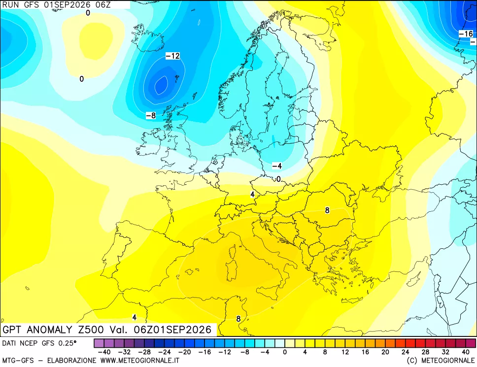 mappa 500 hPa GPT Anomaly vs Cli.No 1981-2010