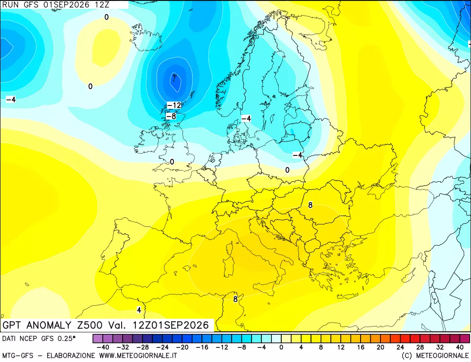 mappa 500 hPa GPT Anomaly vs Cli.No 1981-2010
